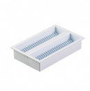 Blue Rankin plastic slide file storage system with 200 compartments for organizing consumables and slides.