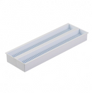 Blue Rankin plastic slide file storage system with 200 slide compartments for organized consumable storage.
