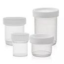 Set of empty Rankin 20ml specimen containers, clear plastic consumables for sample collection and storage.