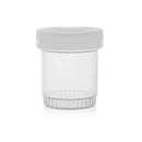 Set of empty 20ml Rankin specimen containers for lab and medical use, shown with clear plastic lids and secure screw caps.