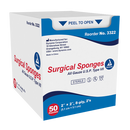 Box of 50 sterile woven gauze pouches, 2x2 inch, 8-ply, from Rankin, used for wound care and medical consumables.