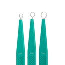 Sterile Rankin dermal curettes, 3mm, disposable skin tools, shown in a box of 50 for medical or dermatological use.