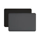Black Rankin anti-fatigue mats with dual grip surface, designed for comfort and durability in workspaces.