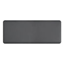 Black Rankin anti-fatigue mats with dual grip surface, designed for comfort and durability in workspaces.