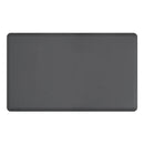 Black Rankin anti-fatigue mats with dual grip surface, designed for comfort and durability in workspaces.