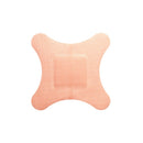 Box of 100 Rankin fabric bandages with four wings, ideal for wound care and first aid, shown in a 3x3 pack.