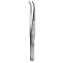 Straight serrated tissue forceps by Rankin, medical consumables with textured tips for precise tissue handling.