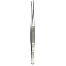 Straight serrated tissue forceps by Rankin, durable surgical consumables for precise tissue handling in medical procedures.