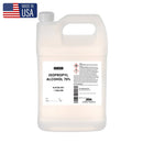 Four gallons of Rankin 70% Isopropyl Alcohol (IPA) in clear plastic bottles, used as disinfectant and cleaning consumables.