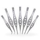 Rankin ergonomic stainless steel forceps with angled, serrated tips, designed for precision handling in medical consumables.