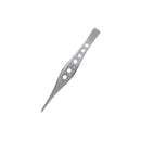 Rankin ergonomic stainless steel forceps with angled serrated tips, designed for precision in medical or laboratory use.