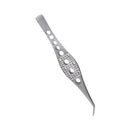 Rankin ergonomic stainless steel forceps with angled serrated tips, ideal for precision handling in medical or laboratory use.