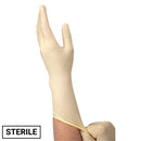 Sterile latex surgical gloves by Rankin, 4 mil thickness, 50 pairs in a box, designed for medical and surgical use.
