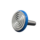 Blue circular 30mm Cryostat Specimen Disc Cryo Chucks by Rankin, used for holding specimens in Shandon cryostat equipment.