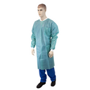 Blue knee-length Rankin lab coat with three pockets, designed for medical or laboratory use, shown with multiple coats in the image.