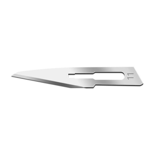 Box of 100 Rankin #11 Scalpel Blades made of carbon steel, non-sterile surgical blades for precise incisions.
