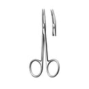 Sharp 4.5-inch Rankin Iris Scissors for precise cutting, featuring curved blades designed for consumables and detailed work.