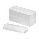 Stack of white Rankin C-Fold Towels for absorbent hand drying in commercial or industrial settings.
