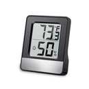 Rankin digital hygrometer thermometer and humidity meter showing temperature and humidity levels on a clear display.