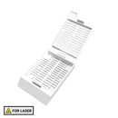 Laser tissue cassettes from Rankin, threaded with detached lids, lavender color, designed for laboratory consumables.