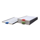 Pack of 100 Rankin slide folder storage clasps in assorted clear, blue, teal, purple, and pink colors for organizing files.