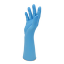 Blue Nitrile Long Cuff Gloves by Rankin, 10 Mil thickness, disposable consumables, showing a case of 500 gloves.