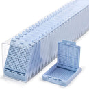 White slim biopsy cassettes with sleeves by Rankin, used for tissue sample containment in laboratory procedures.