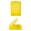 White Swing Biopsy Cassettes by Rankin, durable consumables for tissue sampling, shown in a stack.