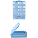 White Swing Biopsy Cassettes by Rankin, disposable consumables for tissue sample collection, shown in a neat stack.