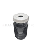 Sakura Tissue-Tek glass waste bottle, 200mL capacity, used for laboratory sample disposal, with clear glass body and screw cap