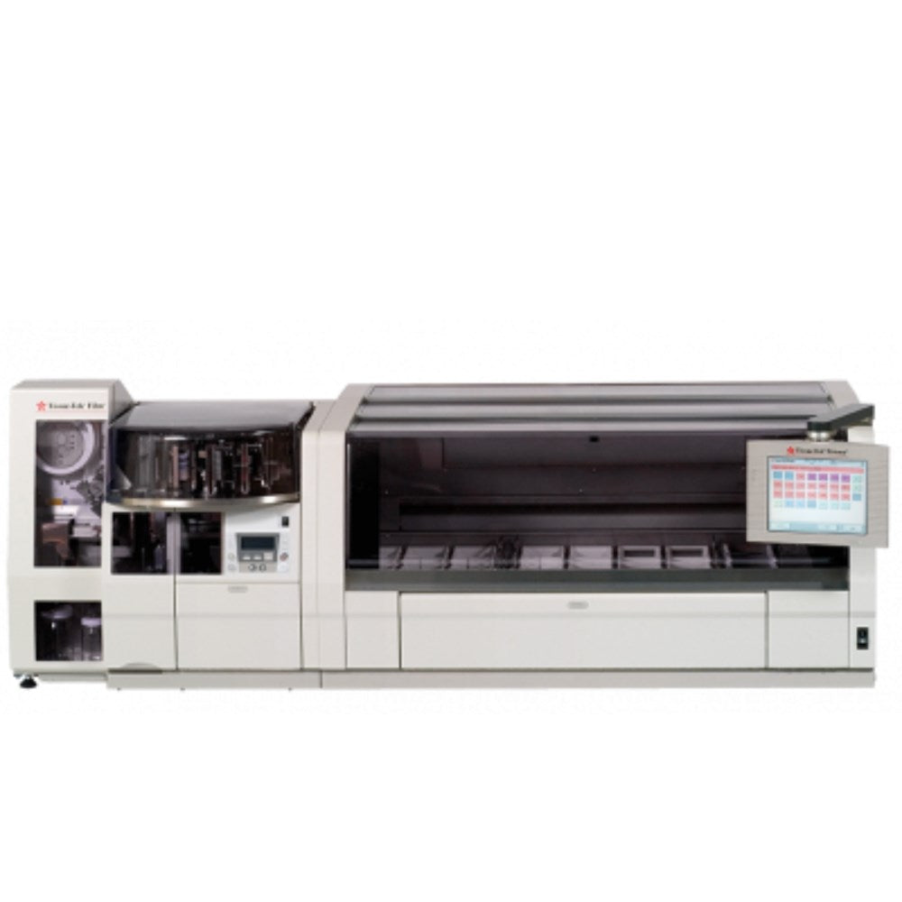 Sakura Tissue-Tek Prisma 6130 and Film 4740 stainer coverslipper workstation for laboratory slide staining and coverslipping.