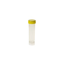 Simport Scientific 50ml sample tubes with yellow caps, non-sterile, 30mm x 115mm, shown in a box of 100 tubes.