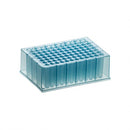 Simport BioBlock 96 deep well plate with round bottom, 1.2mL capacity, blue polypropylene, 4 per pack, 6 packs per case.