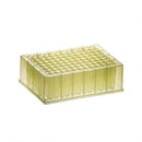 Simport BioBlock 96 deep well plate with round bottom, 1.2mL capacity, yellow polypropylene, 4 per pack, 6 packs per case.