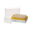 Sterile yellow Simport Biotube rack holding 12 strips of 8 tubes, designed for scientific consumables use.