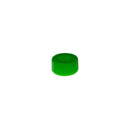 Green Simport Scientific colored closures with flat caps and O-ring seals, shown in a box of 1000 units.