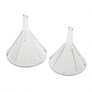 Disposable Simport Scientific 65mm polystyrene funnels, set of 100, for laboratory or scientific use.