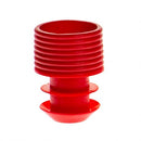 Red polyethylene flange plug caps, 12mm size, Simport Scientific consumables, shown in a pack of 1000.