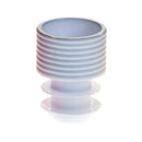 White polyethylene flange plug cap, 16mm size, Simport Scientific consumables, shown in a close-up of the packaged caps.