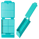 Simport Scientific Histosette I biopsy cassettes with 30-degree angle, lilac color, 1,500 per case, for laboratory tissue sampling.