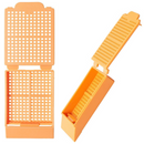 Simport Scientific Histosette I Biopsy Cassettes with 30-degree angle, lilac color, 1,500 per case for medical tissue sampling.