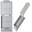 Simport Scientific Histosette I Biopsy Cassettes at 30-degree angle, lilac color, 1,500 per case, for medical tissue sample processing.