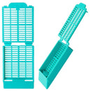 Simport Scientific Histosette I Tissue Cassettes at 45-degree angle in lilac, 1,500 count, used for histology sample containment.