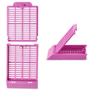 Simport Scientific Histosette II Tissue Cassettes in lilac, 1,000 count, used for histology tissue sample processing.