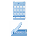 Simport Scientific Slimsette Laser Tissue Cassettes, Taped, in lilac, used for histology and tissue sample processing.