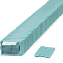 Swingsette Biopsy Cassettes, Taped by Simport Scientific, shown in lilac color with 2,000 units in a row for tissue sample processing.