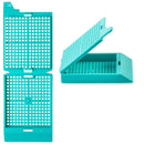 Simport Scientific Unisette Biopsy Cassettes in lilac, 1500-pack, used for specimen labeling and processing in laboratory settings.