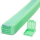 Histosette II Laser Tissue Cassettes by Simport Scientific, taped, for laboratory consumables, white plastic tissue processing cassettes