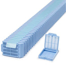 Histosette II Laser Tissue Cassettes by Simport Scientific, taped consumables for tissue sample processing, white cassette design.