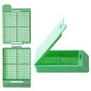 Swingsette Biopsy Cassettes with detached lid by Simport Scientific, white consumables for laboratory tissue sample handling.